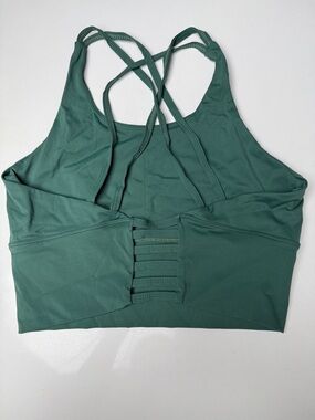 Strappy Forest Green Sports Bra - Women's Low-Impact Support